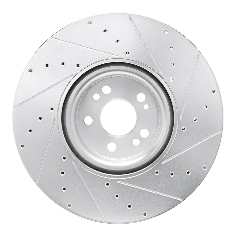 Mercedes-Benz GLE350 Brake Rotor (1) - Front Left - R1 Concepts - Drilled & Slotted - Silver - `20-`26